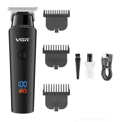 Rasoio VGR HAIR TRIMMER nero ricaricabile con 3 testine taglia capelli barba con display cavo usb accessori 937