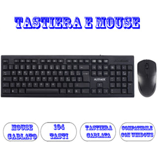 Tastiera e mouse cablata USB  104 tasti per computer Windows laptop PC