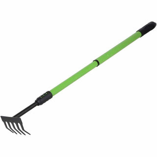 Rastrello da giardino da 5 denti curvi manico telescopico 53 a 80 cm