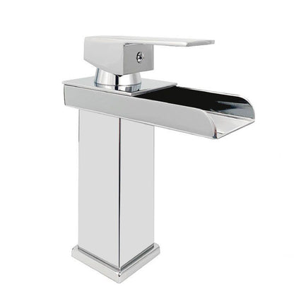 Miscelatore a cascata cromato da lavabo per bagno canna alta o bassa leva monocomando rubinetto per lavandino moderno modello cascata silver