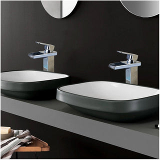 Miscelatore lavabo bagno silver canna alta o bassa modello Cascata