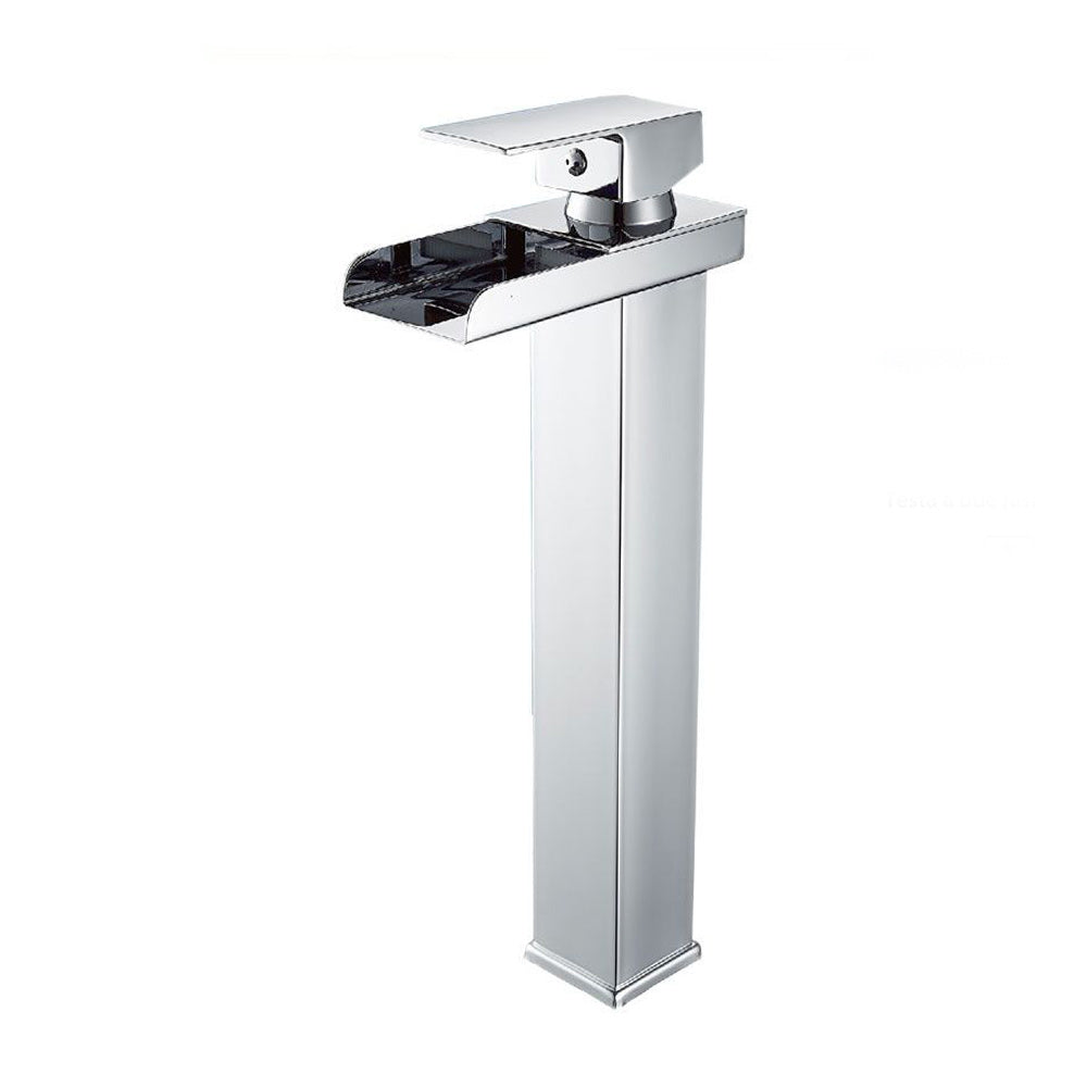 Miscelatore a cascata cromato da lavabo per bagno canna alta o bassa leva monocomando rubinetto per lavandino moderno modello cascata silver