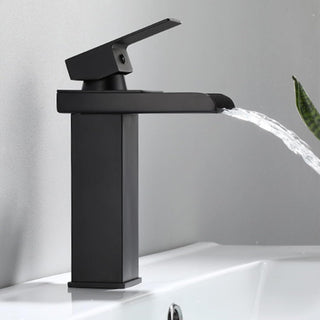 Miscelatore lavabo per bagno nero canna alta o bassa modello Cascata