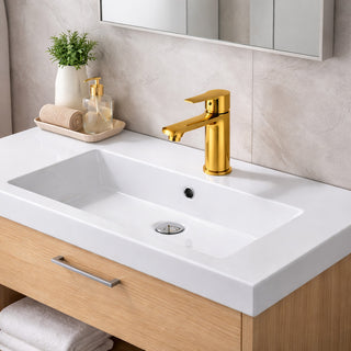 Rubinetto oro lucido da lavabo per bagno miscelatore modello Seven