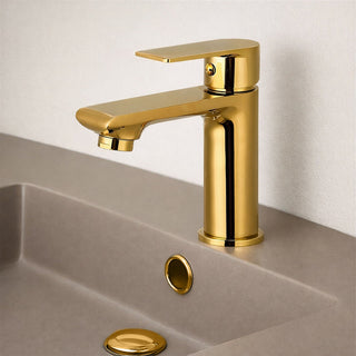 Rubinetto oro lucido da lavabo per bagno miscelatore modello Seven