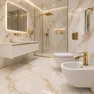 Rubinetto oro lucido da bidet per bagno miscelatore modello Seven