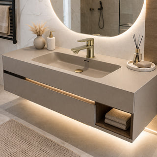 Rubinetto oro opaco da lavabo per bagno miscelatore modello SEVEN