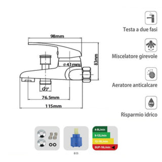Rubinetto satinato da vasca da bagno miscelatore modello VITA