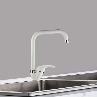 Rubinetto per lavello da cucina a canna alta quadrato miscelatore per lavandino bianco