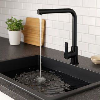 Rubinetto cucina nero miscelatore orientabile monocomando a canna alta