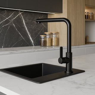 Rubinetto cucina nero miscelatore orientabile monocomando a canna alta