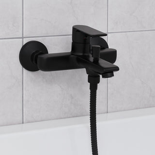 Rubinetto per vasca a parete moderno da bagno nero modello Seven