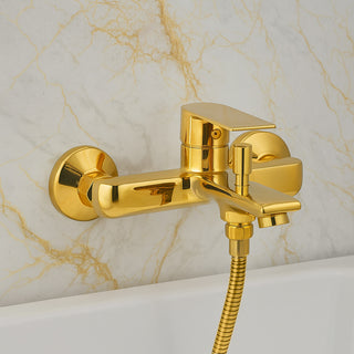 Rubinetto per vasca a parete moderno da bagno oro lucido modello Seven