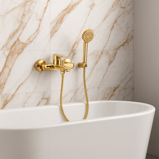 Rubinetto per vasca a parete moderno da bagno oro lucido modello Seven