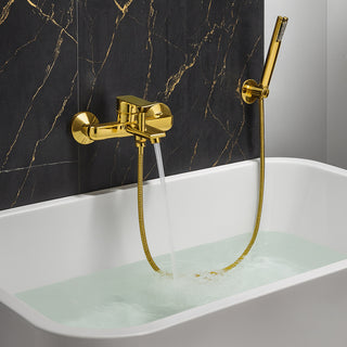 Rubinetto per vasca a parete moderno da bagno oro lucido modello Seven