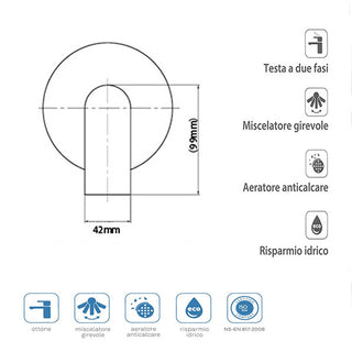 Miscelatore doccia ad incasso oro lucido rubinetto modello Seven