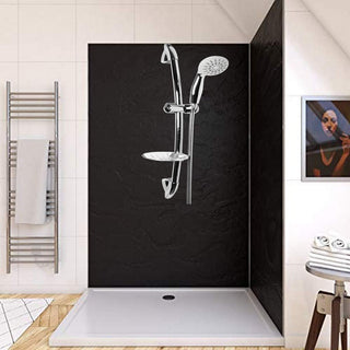 Saliscendi cromato con soffione multigetto staffa porta sapone 70 cm