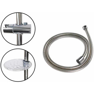 Saliscendi cromato con soffione multigetto staffa porta sapone 70 cm