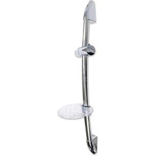 Saliscendi cromato con soffione multigetto staffa porta sapone 70 cm