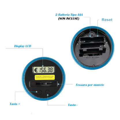 Salvadanaio elettrico con display digitale contamonete barattolo contatore automatico per monete soldi