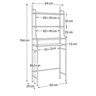 Scaffale da bagno lavanderia sopra lavatrice salvaspazio 3 mensole