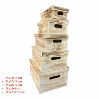 Scatole in legno con coperchio set 5 pezzi per decoupage