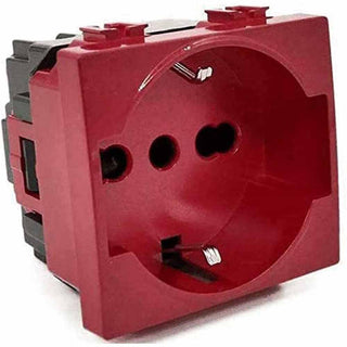 Presa schuko rossa 16A 2P compatibile con vimar plana