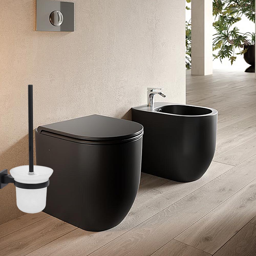 Accessori da bagno acciaio nero porta asciugamani porta sapone porta phone scopino porta spazzolino fissaggio con viti o senza viti biadesivo accessori arredo bagno