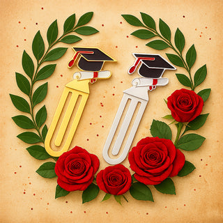 Set 12 bomboniere segnalibro in metallo per laurea con tocco