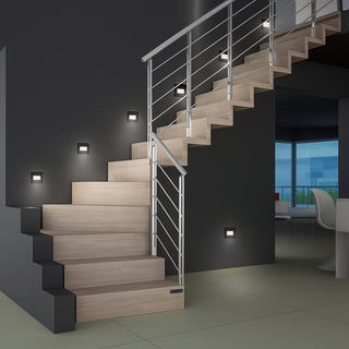 Segnapasso led 4W in vetro nero per cassetta 503 tecnologia cct IP65