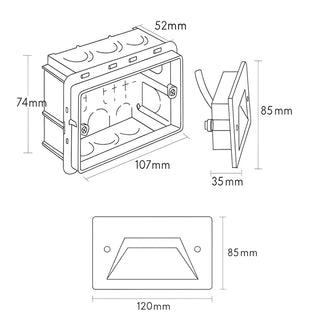 Faretto incasso per cassetta 503 segnapasso 3W CCT con switch IP65