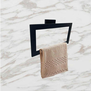 Set bagno moderno rettangolare in acciaio nero vetro satinato 6 pezzi