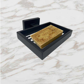 Set bagno moderno rettangolare in acciaio nero vetro satinato 6 pezzi