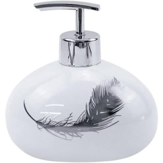 Accessori bagno dispenser portasapone bicchiere  scopino piuma argento