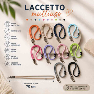 Laccetto multiuso tracolla cellulare portachiavi porta occhiali 70 cm
