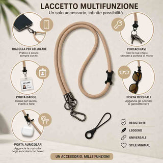 Laccetto multiuso tracolla cellulare portachiavi porta occhiali 70 cm