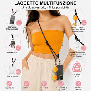 Laccetto multiuso tracolla cellulare portachiavi porta occhiali 70 cm