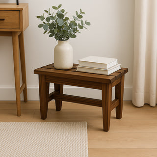 Sgabello legno multiuso sgabellino per bagno portaoggetti 35x14x17 cm