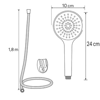 Soffione doccia con tubo flessibile da 1,8 metri e supporto a muro