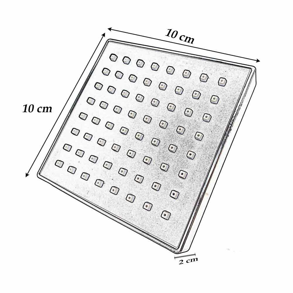 Soffione per doccia da bagno quadrato 10x10cm effetto pioggia nero in termoplastica