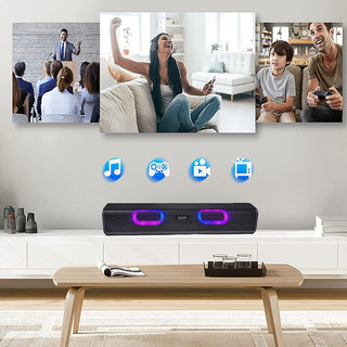 Speaker Bluetooth 5.0 ricaricabile soundbar luci LED RGB AUX USB SD