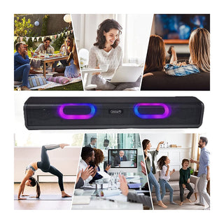 Speaker Bluetooth 5.0 ricaricabile soundbar luci LED RGB AUX USB SD