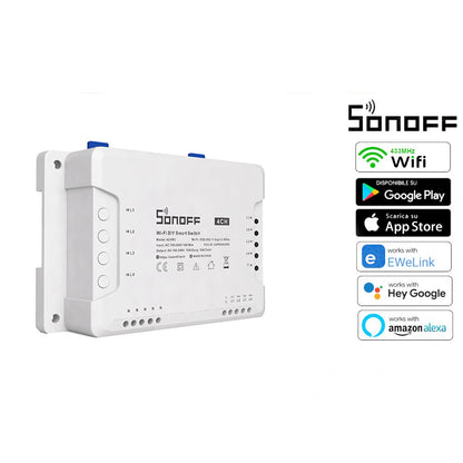 Interruttore smart intelligente SONOFF 4CH canali 4-gang wireless wifi  con app per tablet smartphone