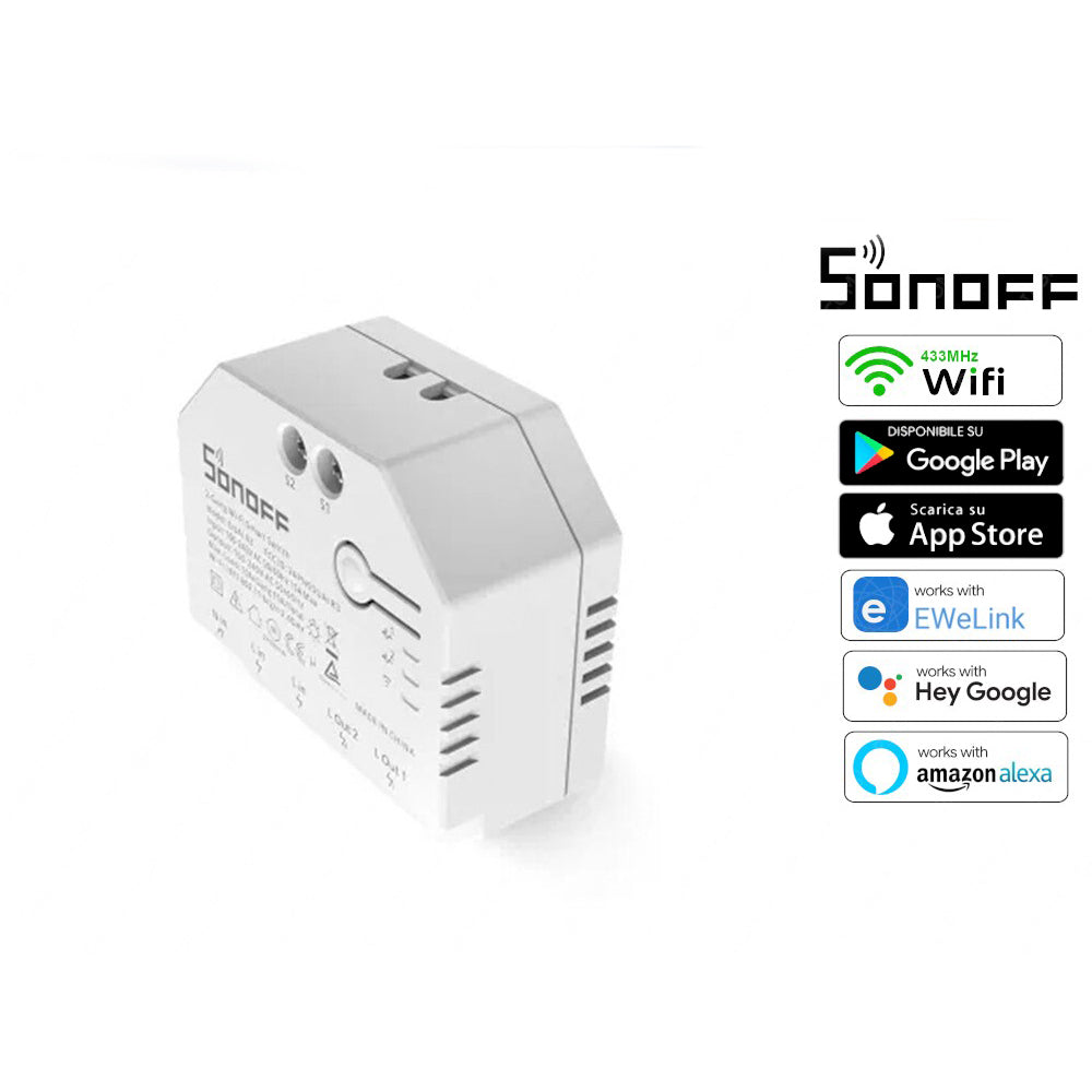 Interruttore smart intelligente SONOFF Dualr3r wireless wifi  con app per tablet smartphone