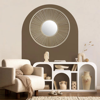 Specchio stile boho chic bohemien tondo in legno di bamboo varie misure