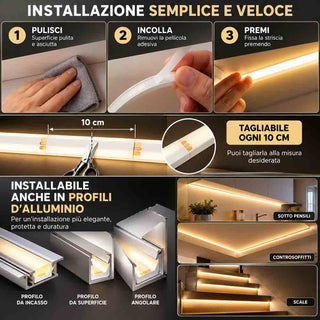Strip led COB flessibile 13w 1Mt 220V luce 3000k 4000k 6500k IP65