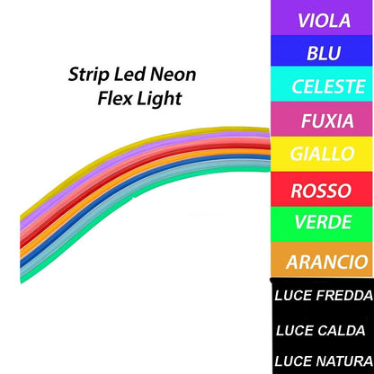 Strip led neon flex striscia curvabile modellabile 600 led decorativa 5 metri varie colorazioni di luce