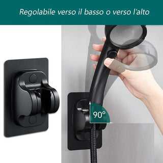 Supporto per doccia universale adesivo regolabile gancio nero