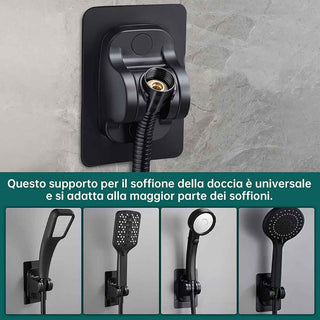 Supporto per doccia universale adesivo regolabile gancio nero