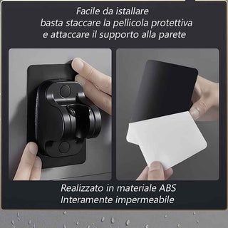 Supporto per doccia universale adesivo regolabile gancio nero